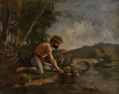 A Man Fishing by Gustave Courbet