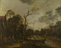 A View along a River near a Village at Evening by Aert van der Neer