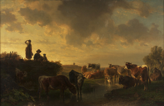 Abend auf der Viehweide by Friedrich Voltz