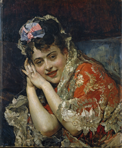 Aline Masson, with a White Mantilla by Raimundo de Madrazo y Garreta