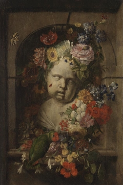 Amorbüste mit Blumen by Johann Adalbert Angermayer