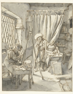 An Artist with a Model in his Studio by Cornelis Dusart