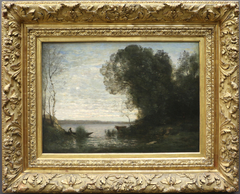 An evening. Boatman moored by Jean-Baptiste-Camille Corot