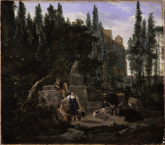 An Italian Landscape with Figures and Cattle by Jan Willemsz Lapp