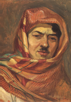 Autoportrait with a Keffiyeh by Moustafa Farroukh