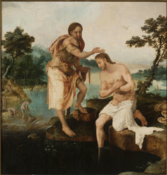 Baptism of Christ (Matthew 3:13-17; Mark 1:9-11; Luke 3:21-22) by Maarten van Heemskerck