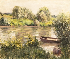 Barque près de la rive, effet d'automne by Gustave Caillebotte