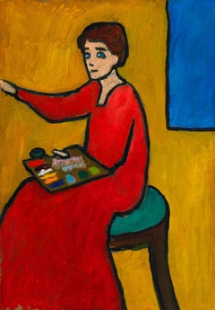 Beim Malen (wohl Marianne von Werefkin) by Gabriele Münter