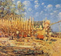 Building the Schooner, Provincetown by Childe Hassam