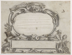 Cartouche met twee mannen die vis sorteren by Pieter Jansz