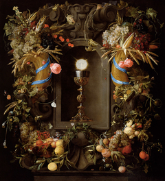 Chalice and Host in a Niche, within a Cartouche of Roses and Fruit by Jan Davidsz. de Heem