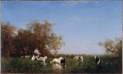 Chevaux sauvages en Camargue by Félix Ziem