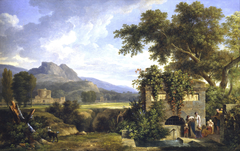 Classical Landscape with Figures Drinking by a Fountain by Pierre-Henri de Valenciennes