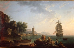 Coast Scene with British Man of War by Claude-Joseph Vernet