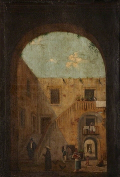 Courtyard Scene by Spanish School