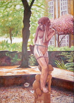 Coy Water Nymph (2008) , oil on linen, 100 x 140 cm by john albert walker