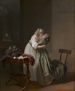 Deux jeunes femmes s'embrassant by Louis-Léopold Boilly