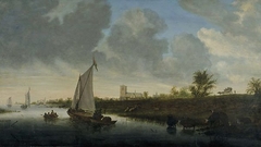 Dutch river scene by Anonymous