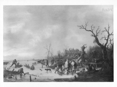 Eislandschaft mit Bauern und Kindern by Isaac van Ostade