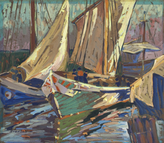 Fishing Boats in Harbor by Carolyn Bradley