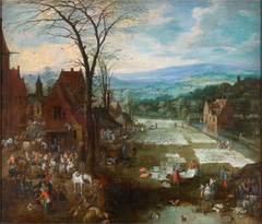 Flemish Market and Washing Place by Jan Brueghel the Elder