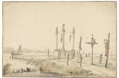 Galgenveld aan de rand van de Volewijk by Anthonie van Borssom