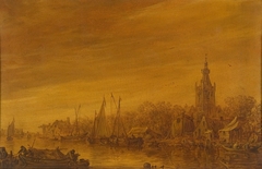 Gezicht op Overschie by Jan van Goyen