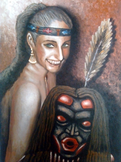 Girl with a Dzonokwa mask by Petros S. Papapostolou