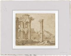 Het Forum van Nerva in Rome, gezien vanf de tempel van Minerva by Pieter Lastman