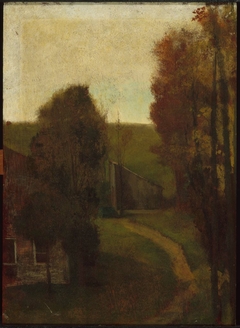 Hill-side with House. Paradise Farm, Afternoon Sky, Autumn by John La Farge