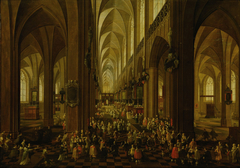 Interior of the Cathedral of Our Lady of Antwerp (Archduke Leopold Wilhelm received by the clergy) by Pieter Neefs II