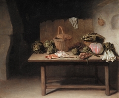 Interior with a Still Life on a Work Table by Hendrik Martenszoon Sorgh