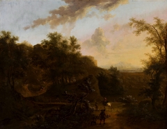 Italian landscape with a falconer. by Frederik de Moucheron