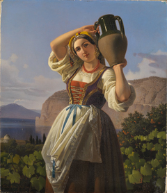 Italienisches Mädchen mit Wasserkrug by Theodor Leopold Weller