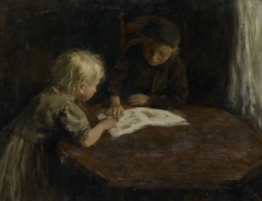 Kinderen met een prentenboek by Jacob Simon Hendrik Kever