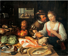 Kitchen Scene by Jeremias van Winghe