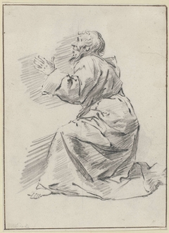 Knielende man in pij by Unknown Artist