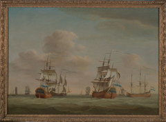 Koopvaardijschepen nabij Marken by Jochem de Vries