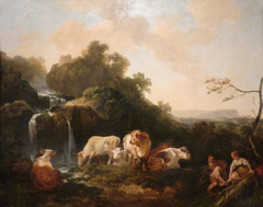 Landscape with Figures and Cattle by Philip James de Loutherbourg