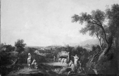 Landscape with Peasants at a Fountain by Francesco Zuccarelli