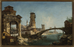 Landscape with ruins and a bridge by Michele Marieschi