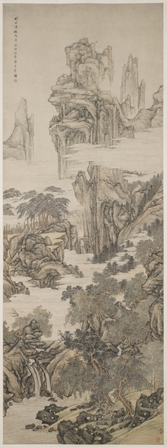 Landscape with Scholar Viewing a Waterfall by Cai Jia