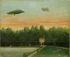 Landscape with the Dirigible Republique and a Wright Airplane by Henri Rousseau