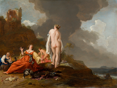 Landschap met jachtnimfem (en Diana ?) by Bartholomeus Breenbergh