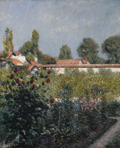 Le Jardin du Petit Gennevilliers, les toits roses by Gustave Caillebotte