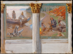 Lönnrot and Rune Singers, Sketch Paintings on the Walls of the University of Helsinki Festival Hall by Akseli Gallen-Kallela