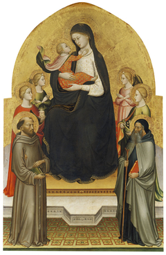 Madonna and Christ Child with Angels and Saints Mary Magdalene, Francis, Dorothy and Anthony Abbot by Mariotto di Nardo