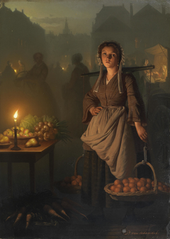 Market by candlelight by Petrus van Schendel