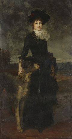 Mina Kaulbach mit Dogge by Friedrich August von Kaulbach