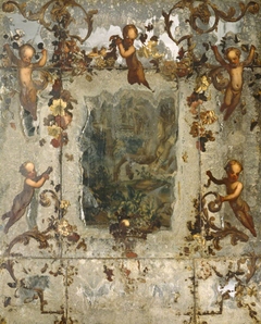 Mirror decorated with Putti, Flowers and Acanthus Scrolls by Anonymous